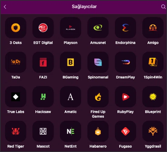 Lüks Casino sağlayıcı filtresiyle listelenen stüdyolar