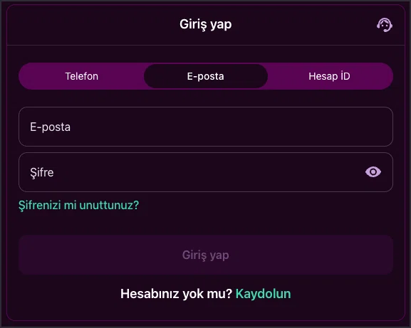 Lüks Casino giriş ekranı ve şifre alanı