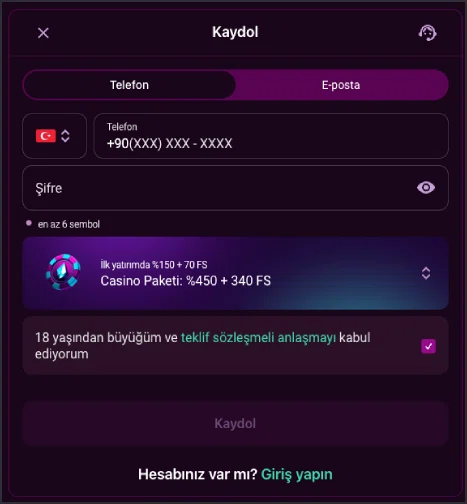Lüks Casino telefon üzerinden doğrulama adımı