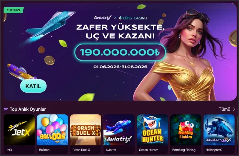 Lüks Casino anlık oyunlar kategorisi ekran görüntüsü